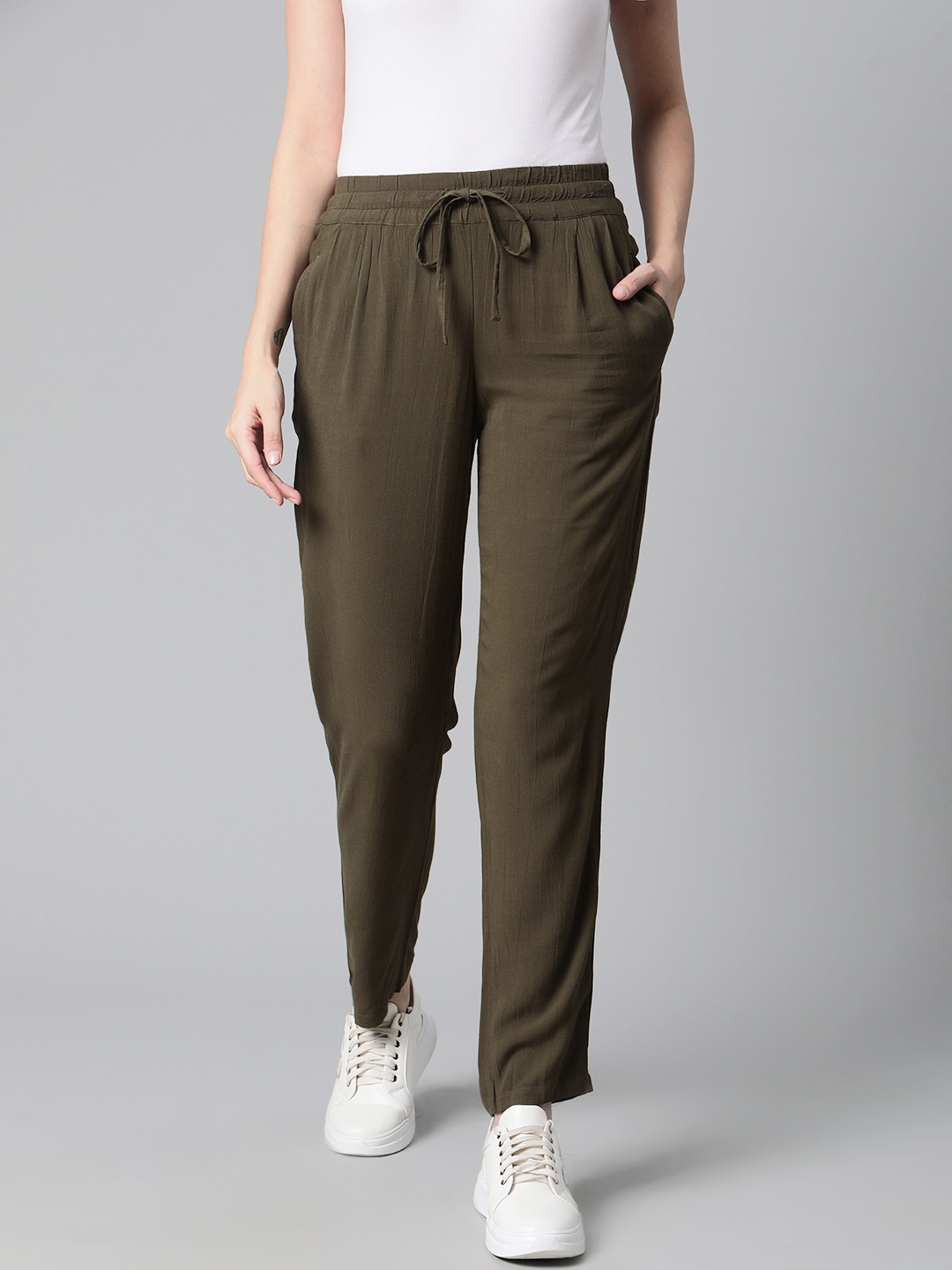 

Marks & Spencer Women Olive Green Trousers