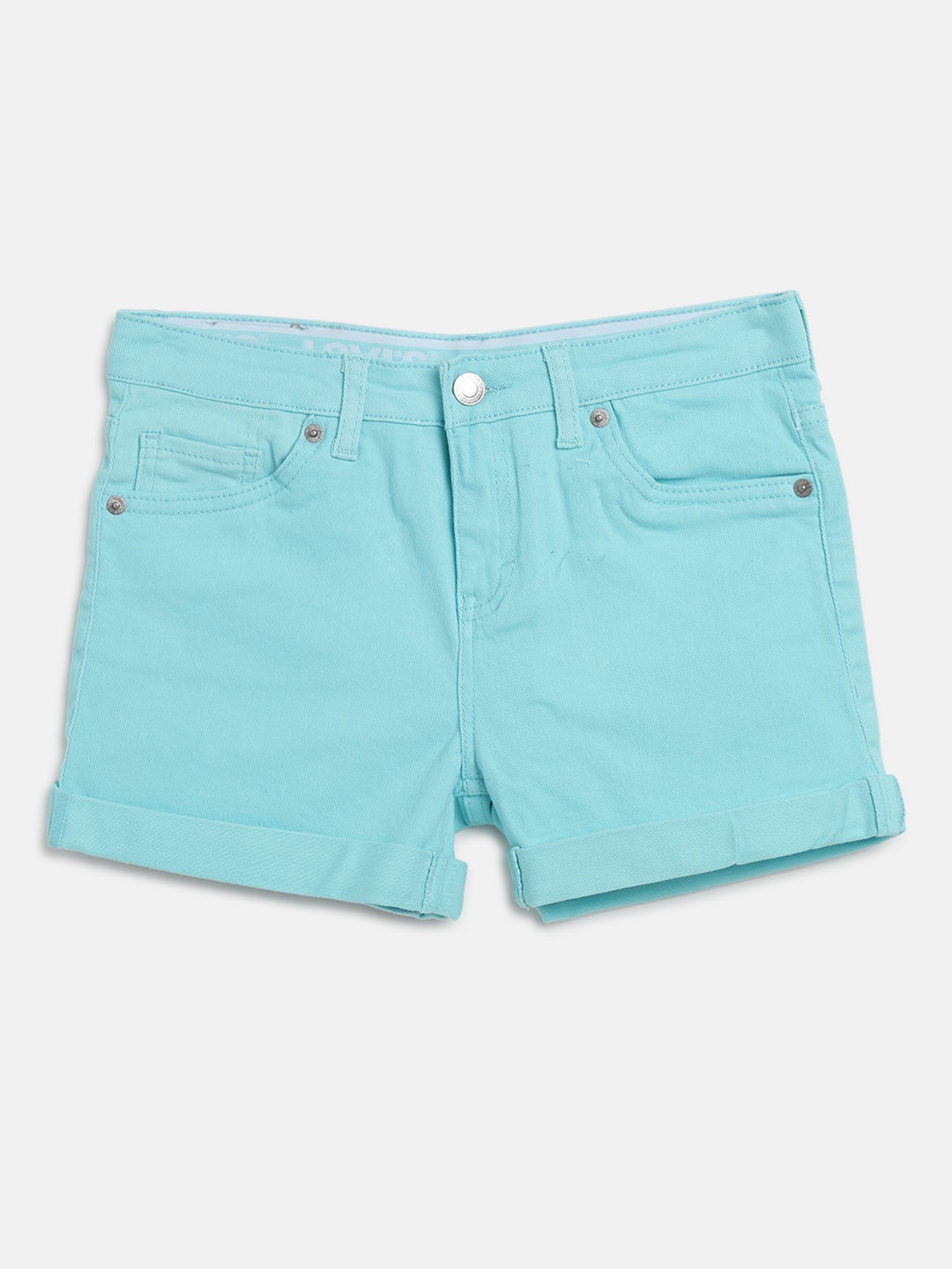 

Levis Girls Blue Solid Regular Fit Denim Shorts