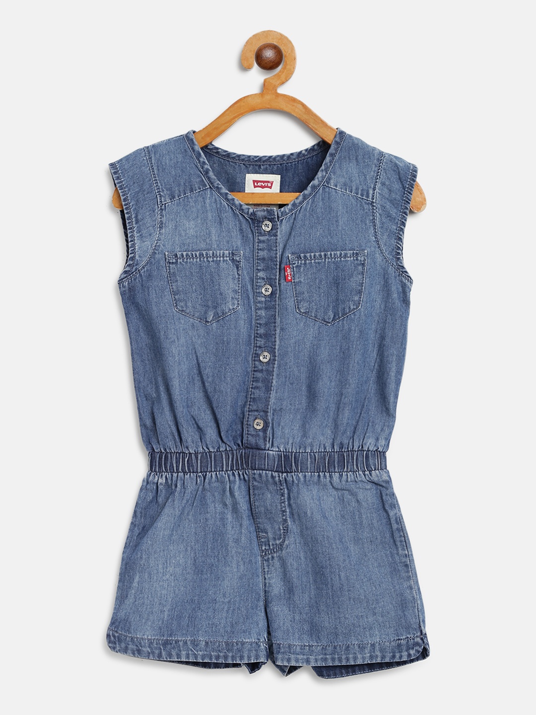 

Levis Girls Blue Chambray Solid Playsuit