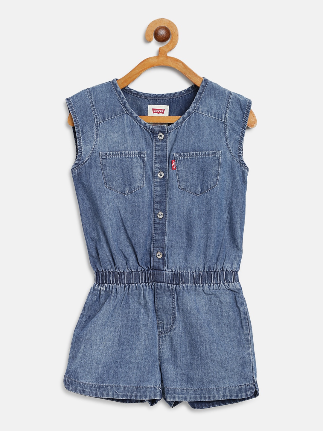 

Levis Girls Blue Chambray Solid Playsuit
