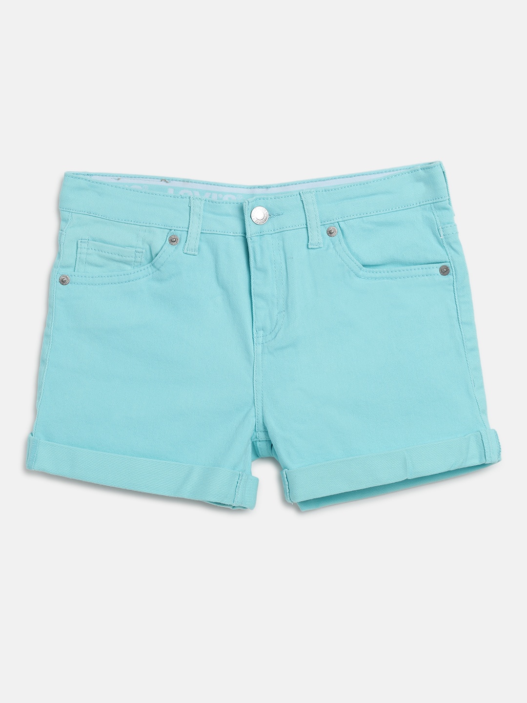 

Levis Girls Blue Solid Regular Fit Denim Shorts
