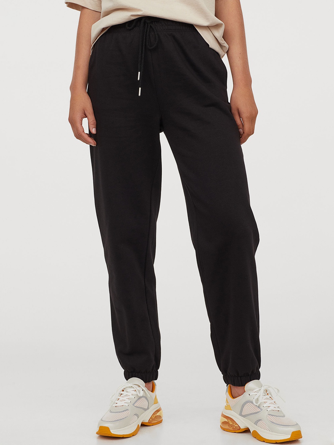 

H&M Women Black Cotton-Blend Sweatpants