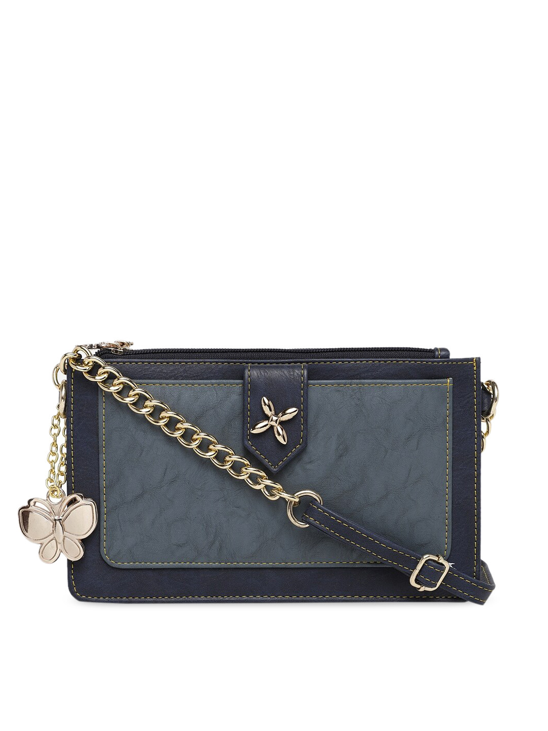 

Butterflies Navy Blue & Grey Colourblocked Sling Bag