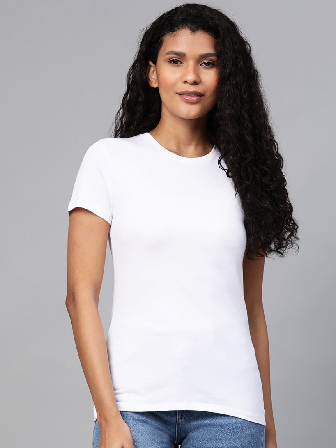 

Marks & Spencer Women White Solid Round Neck T-shirt