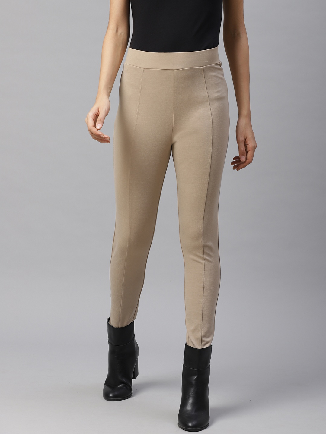 

Marks & Spencer Women Beige Solid Treggings