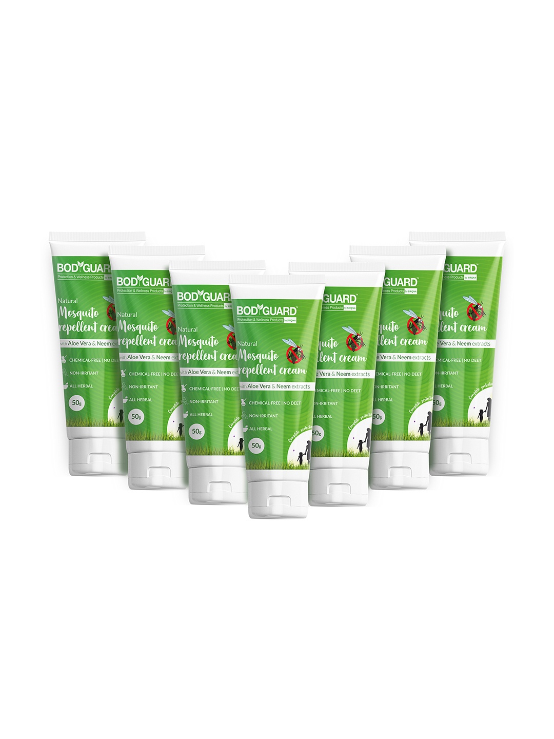 

BOD GUARD Set Of 7 Natural Mosquito Repellent Cream 50 g Each, Green