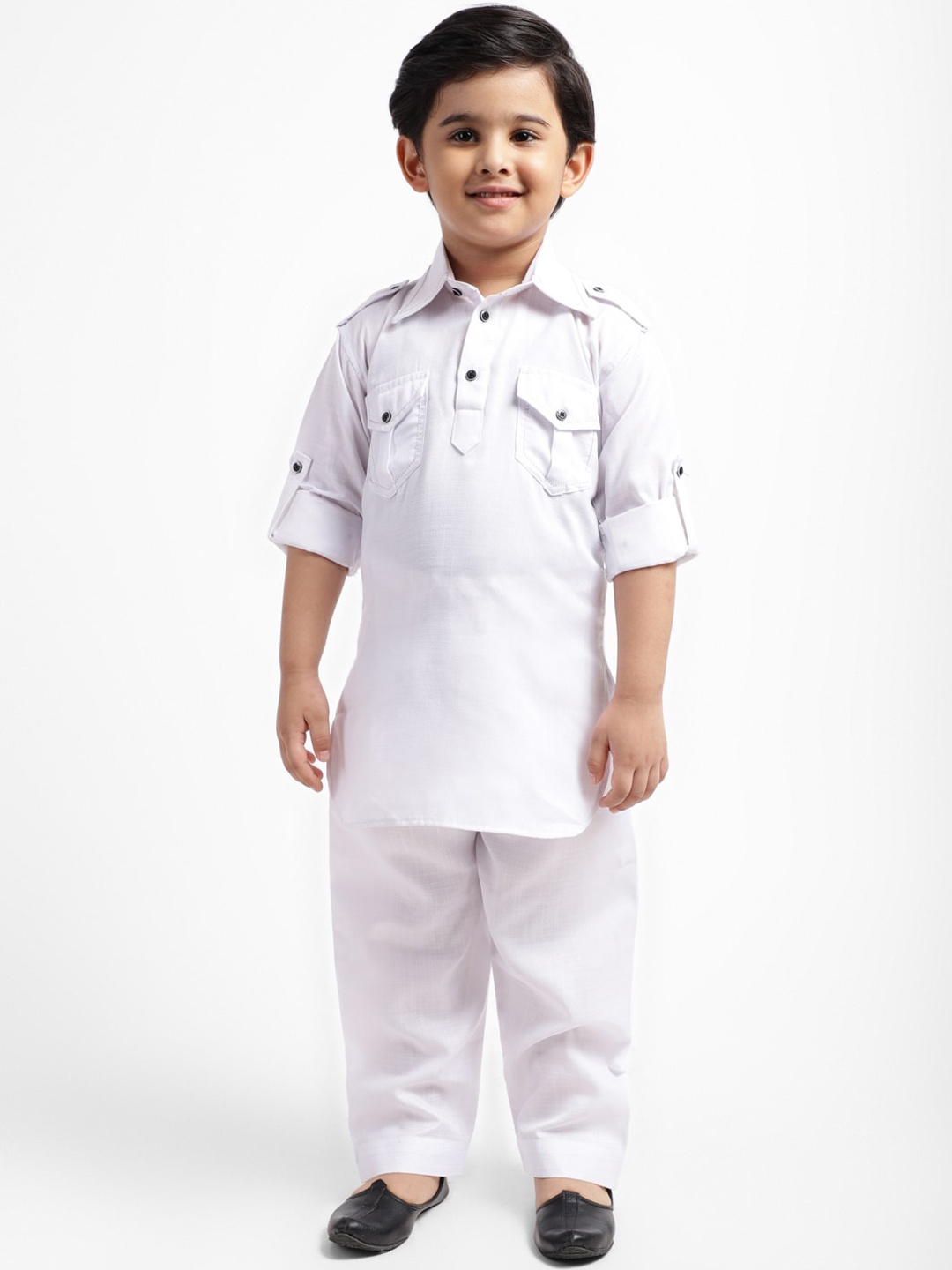 

ahhaaaa Boys White Solid Kurta with Salwar