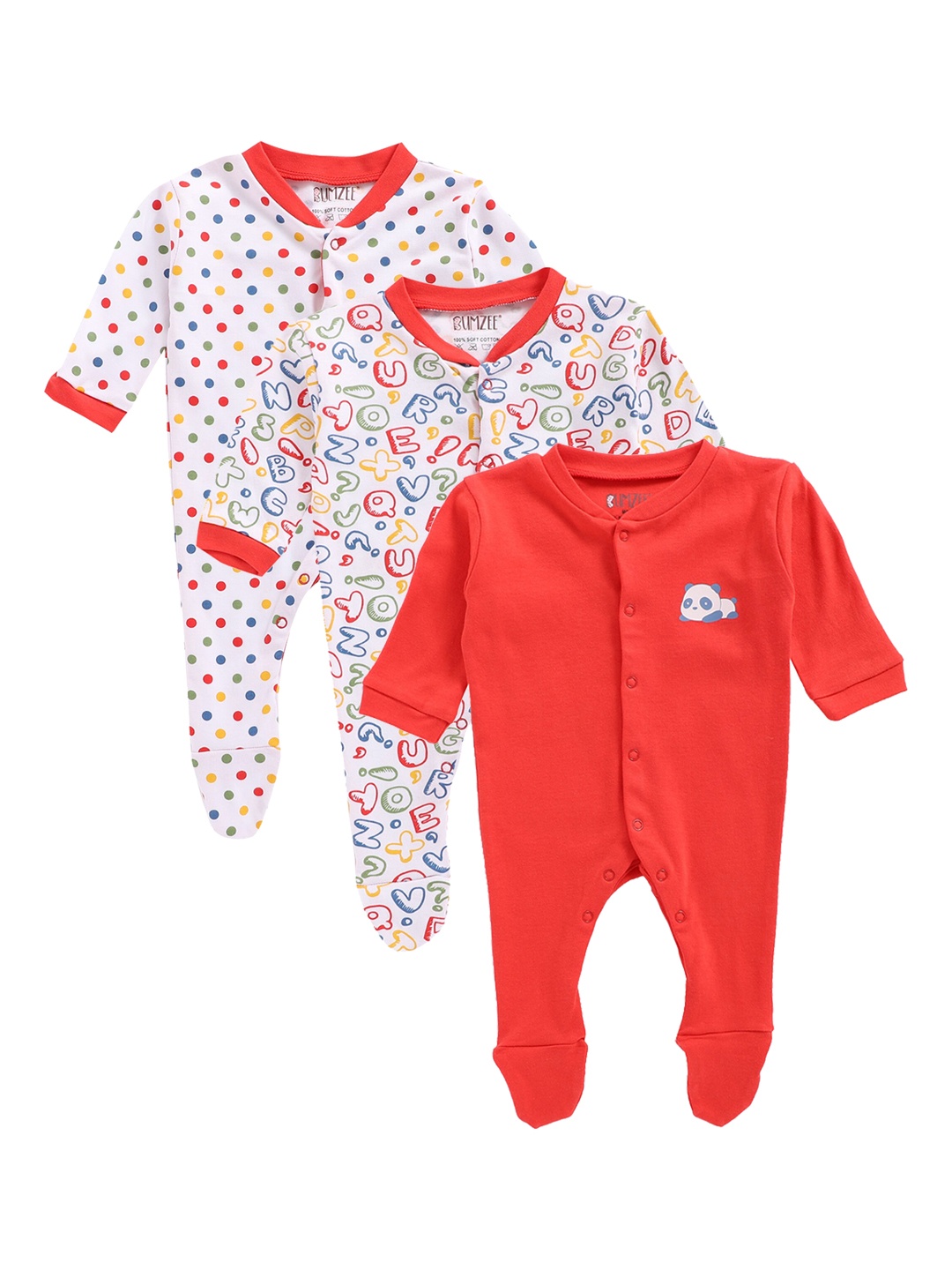 

BUMZEE Infants Set Of 3 Sleepsuits, Multi