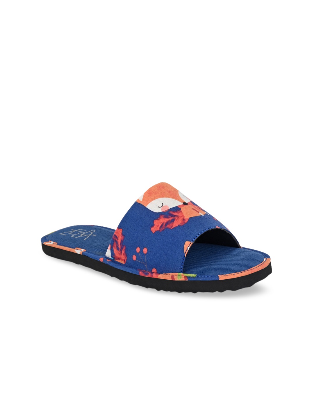 

Zebba Women Orange Printed Canvas Open Toe Flats