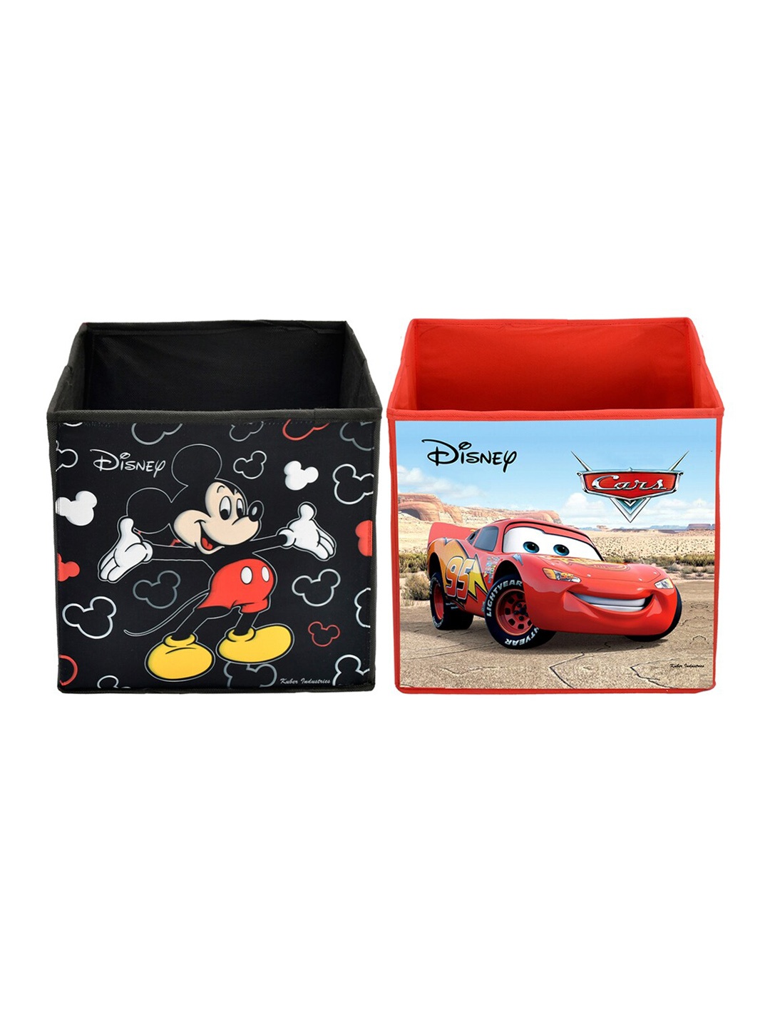 

Kuber Industries Set Of 2 Disney Printed Foldable Large Size Multi-Utility Storage Cubes With Handle, Black