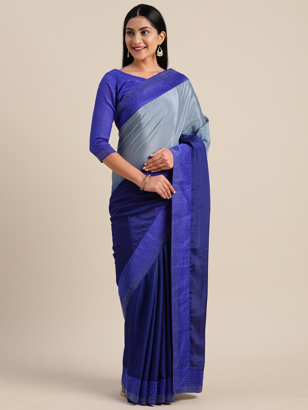 

Mitera Blue Woven Design Silk Blend Saree