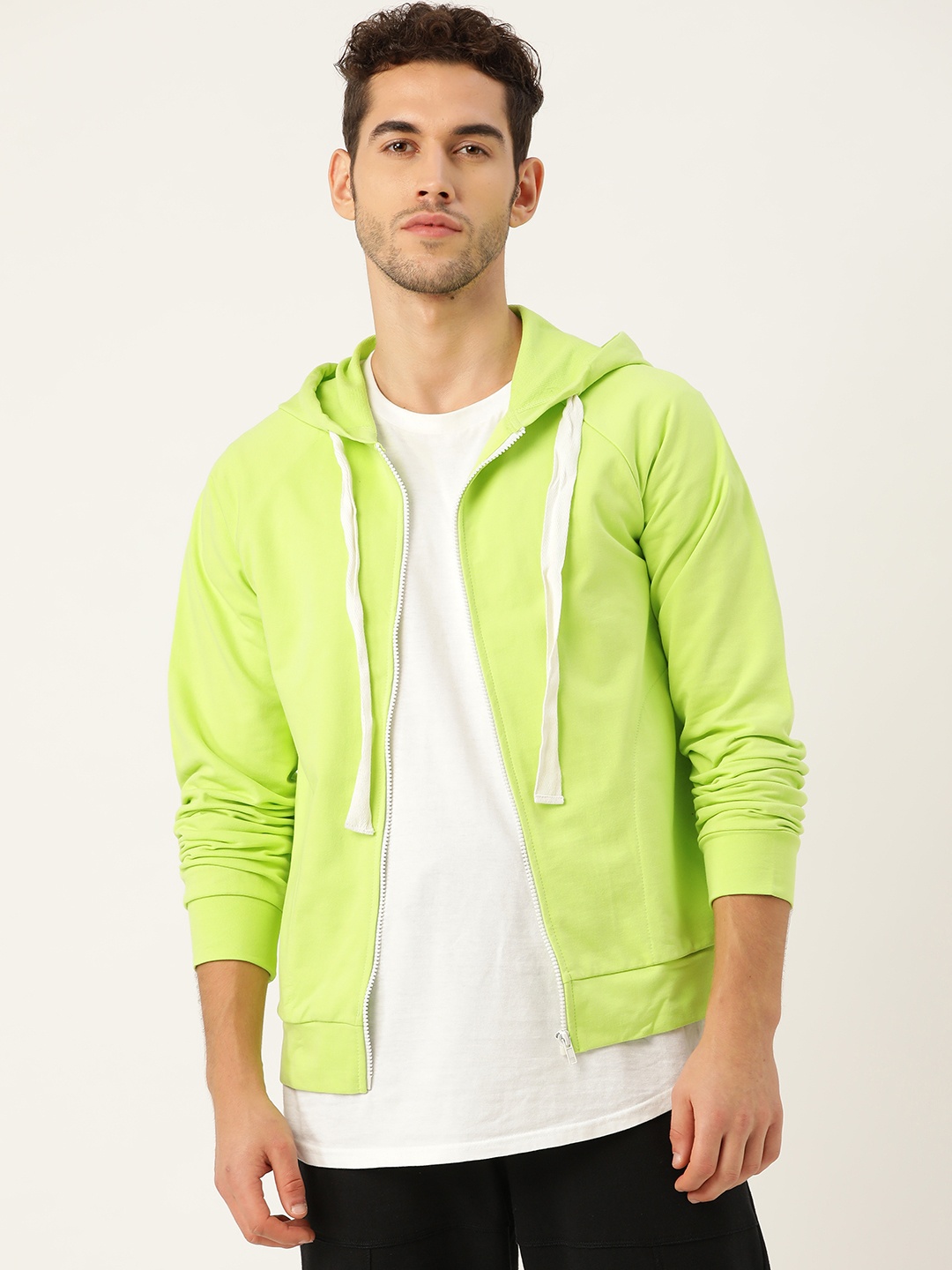 

Besiva Men Fluorescent Green Solid Hooded Sweatshirt