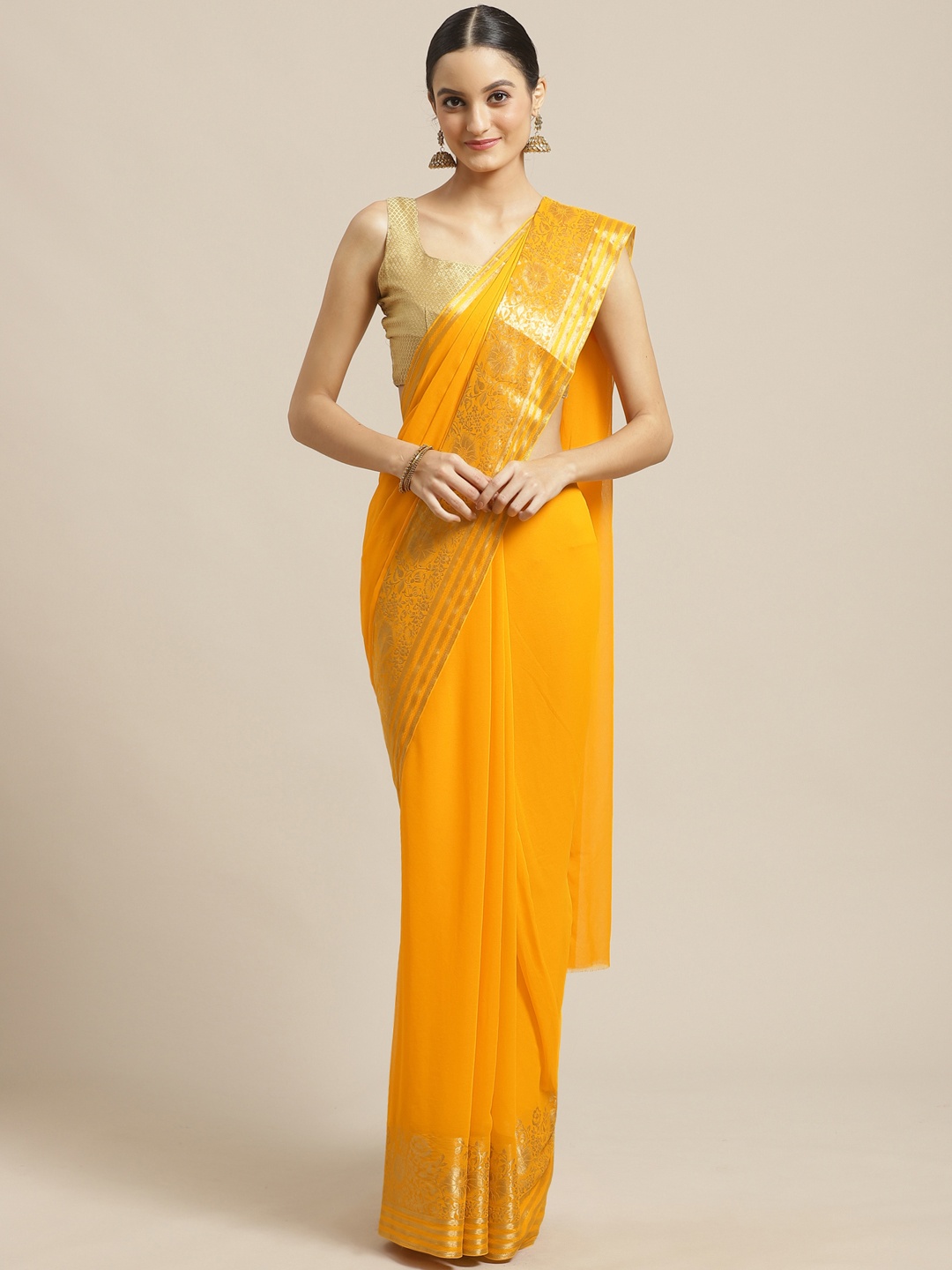 

Saree mall Yellow Solid Saree