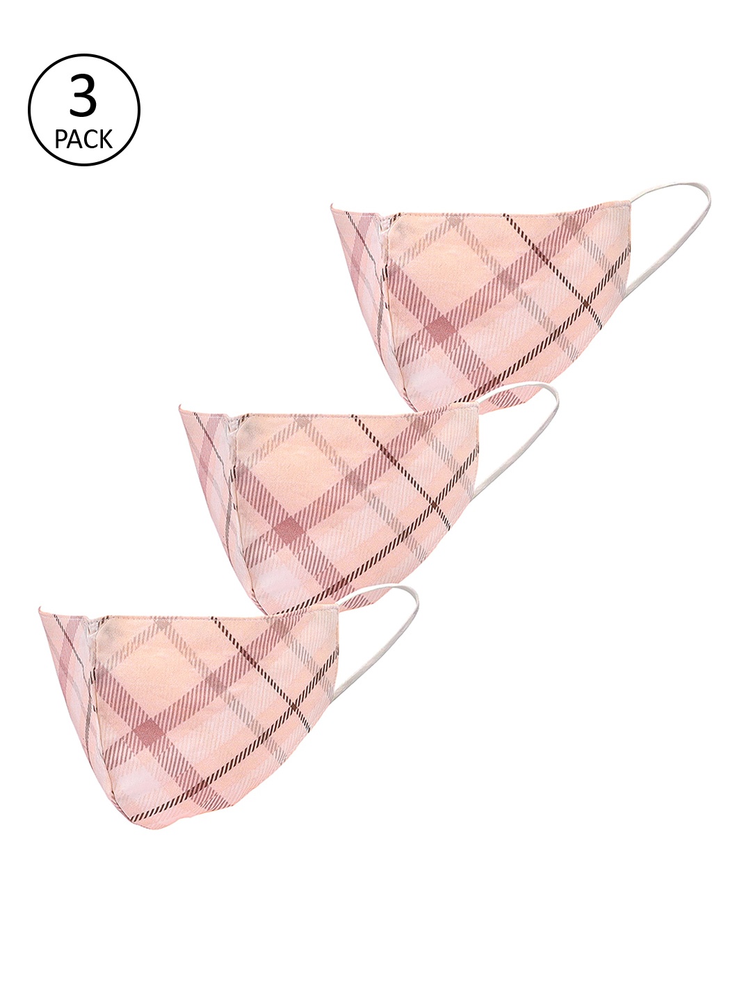 

LEGAL BRIBE Unisex 3 Pcs 3 Ply Printed Reusable Cloth Masks, Peach