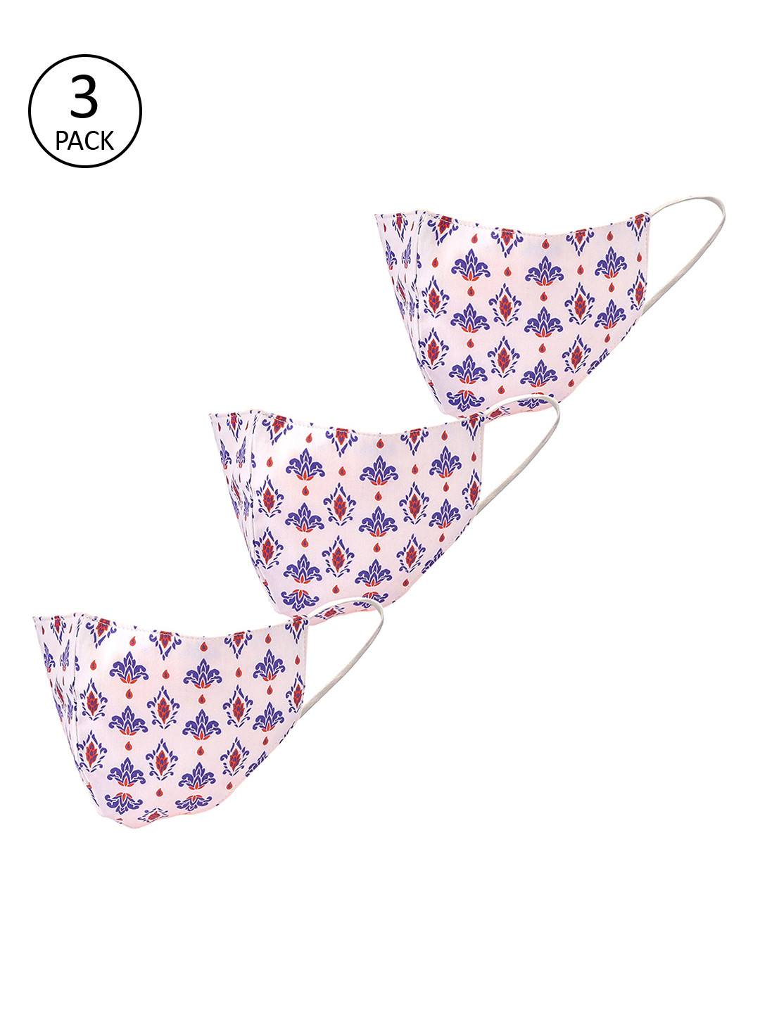 

LEGAL BRIBE Women Pack Of 3 Pink & Blue Printed 3-Ply Reusable Cloth Masks