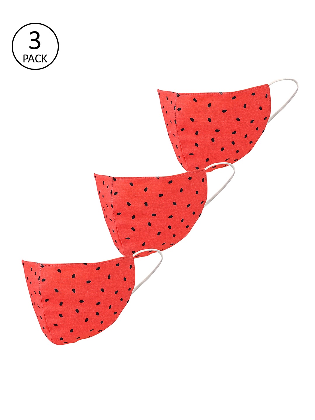

LEGAL BRIBE Women 3 Pcs Red Printed 3-Ply Anti-Pollution Reusable Cloth Masks