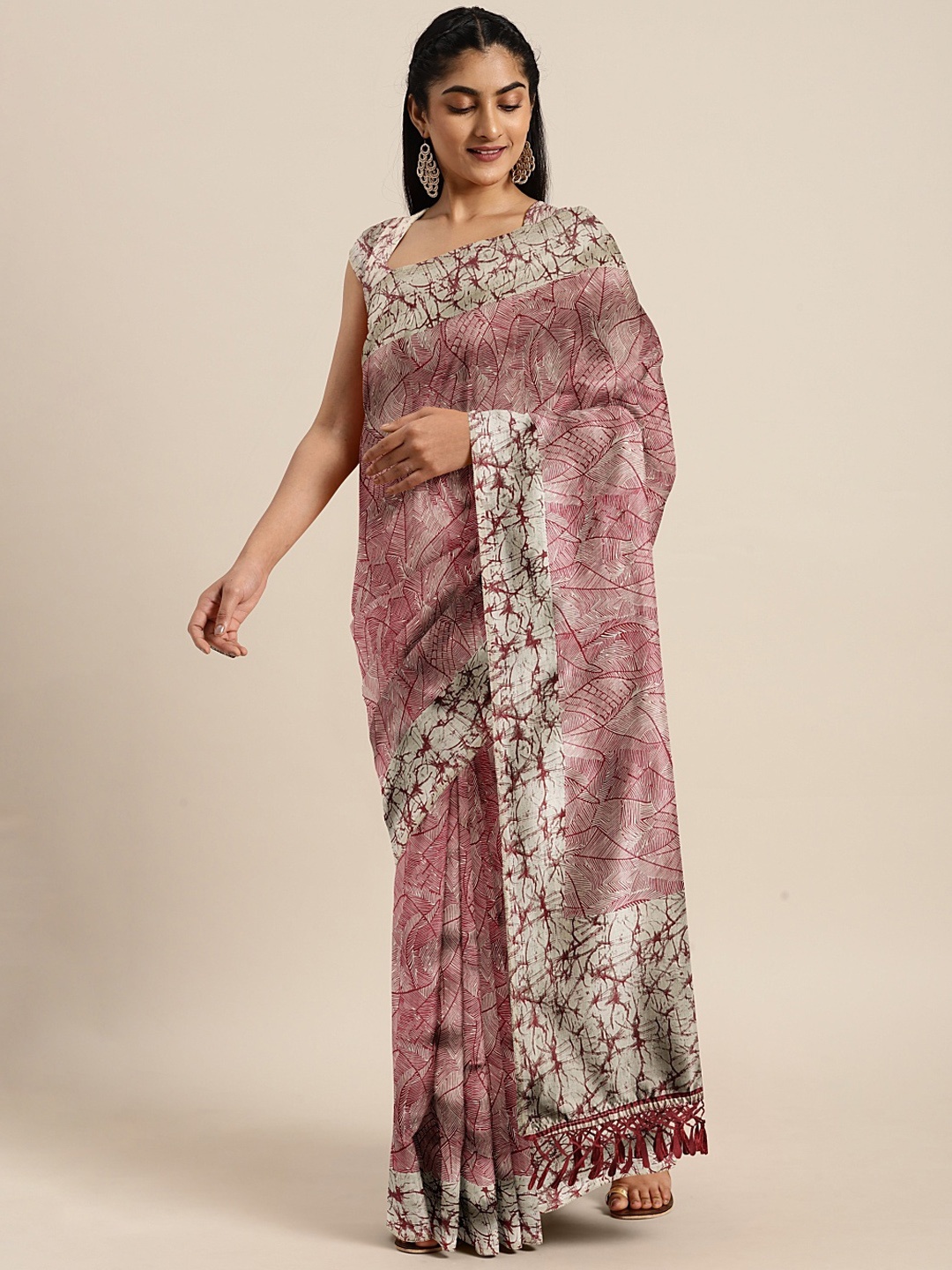 

Mitera Maroon Art Silk Abstract Printed Mysore Silk Saree