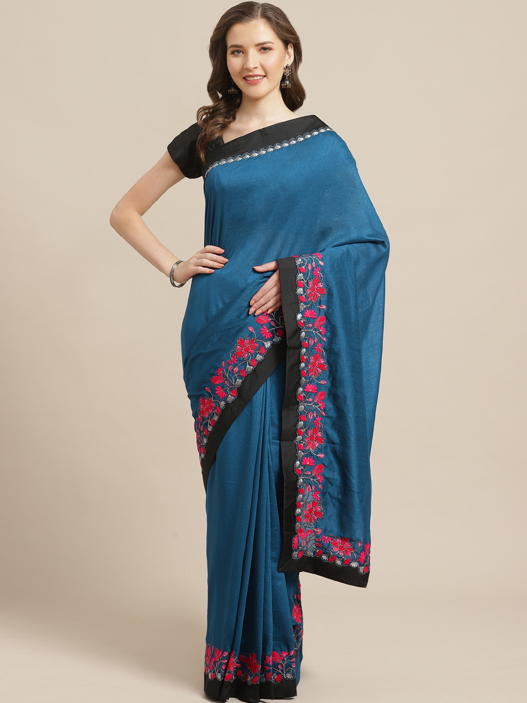 

Shaily Blue Solid Saree