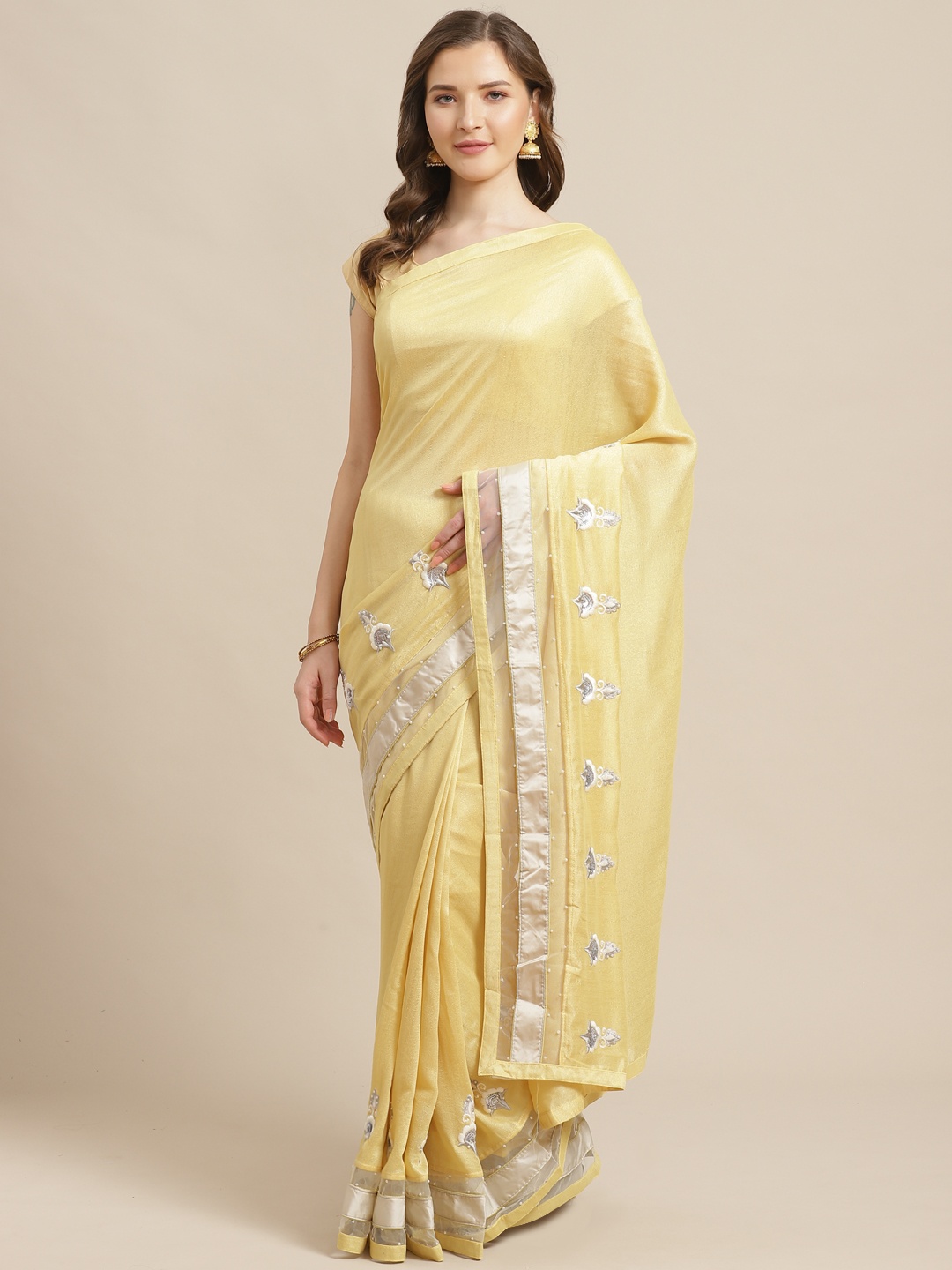 

Shaily Yellow Solid Saree