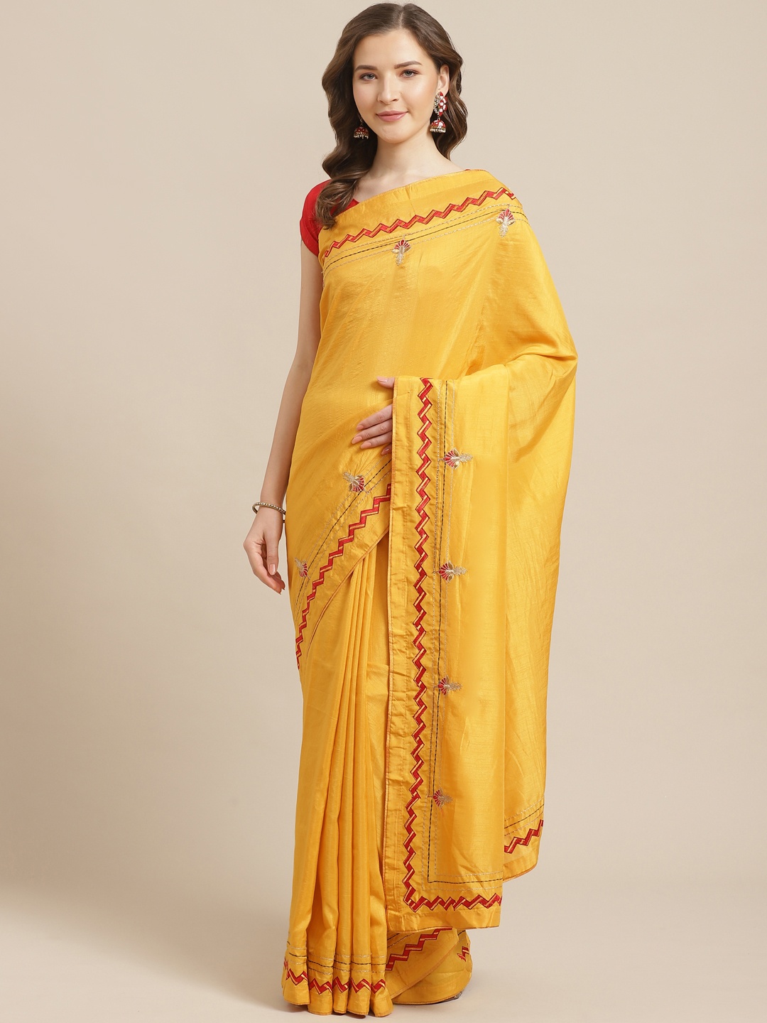 

Shaily Mustard Yellow Solid Saree