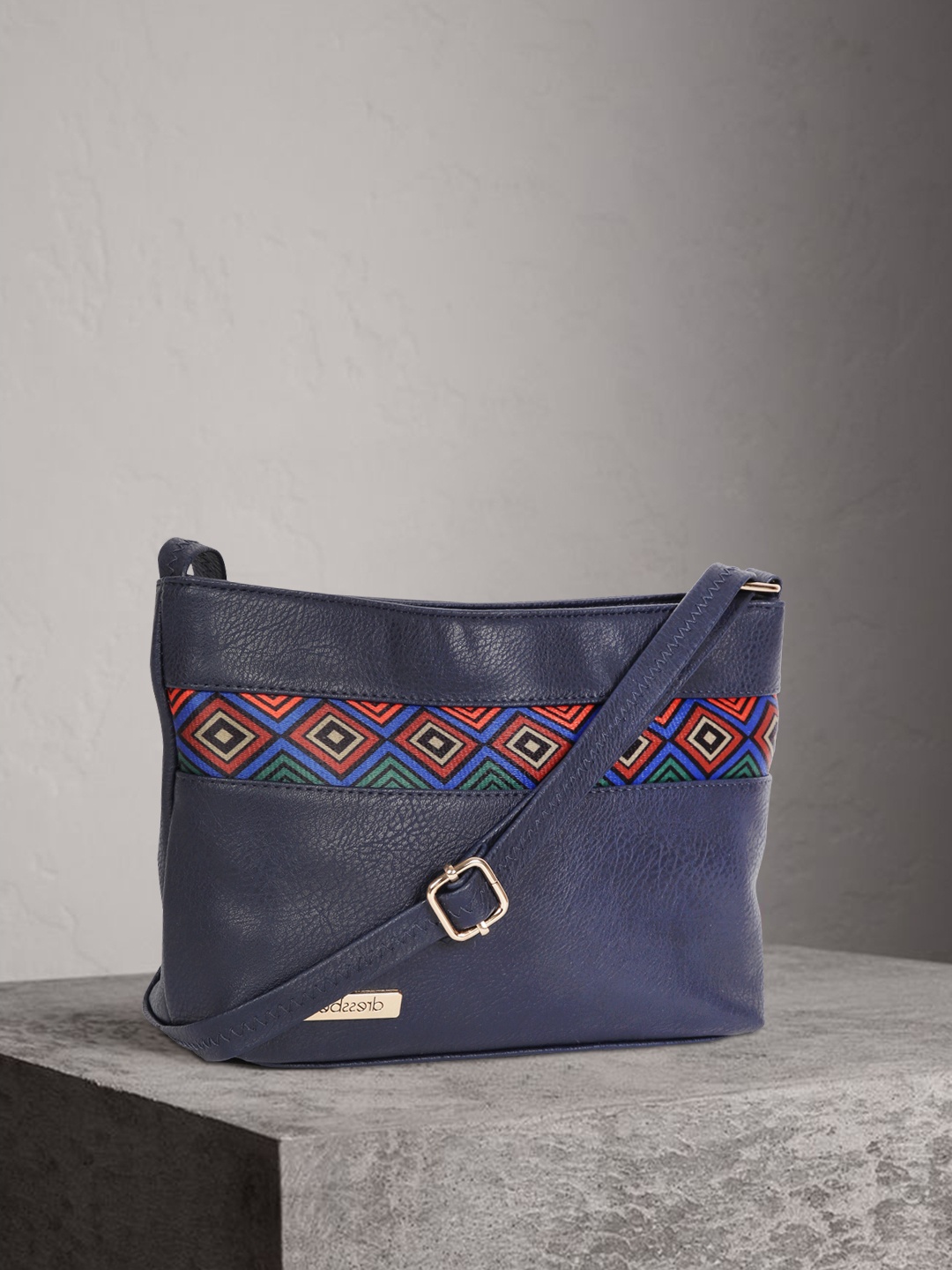 

DressBerry Navy Blue Solid Sling Bag
