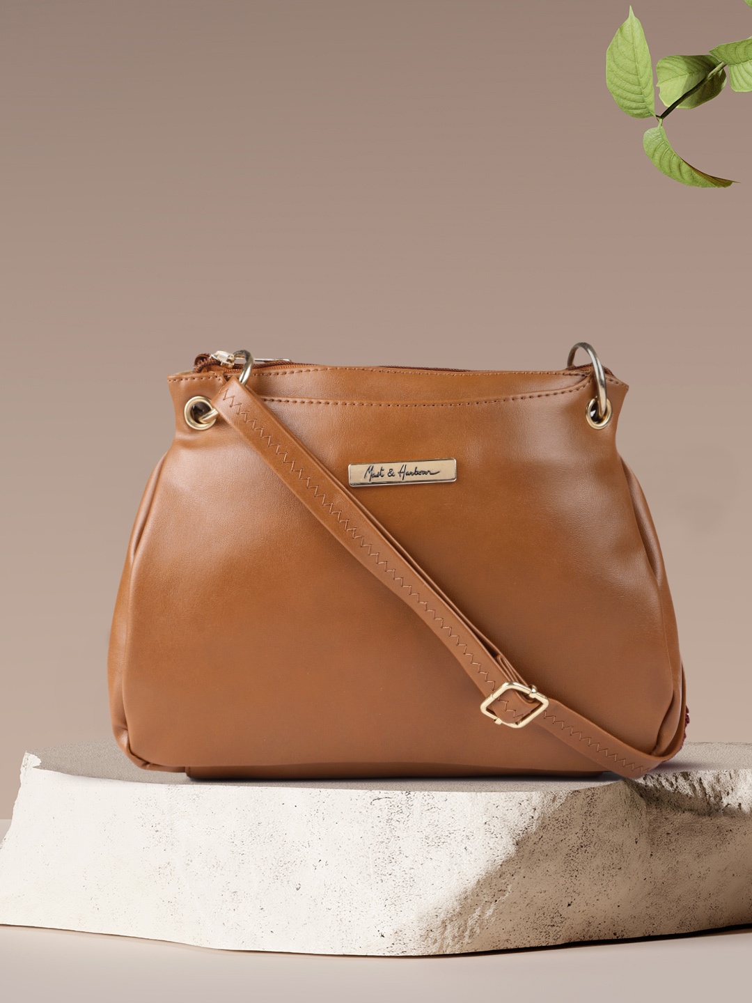 

Mast & Harbour Women Tan Structured Sling Bag