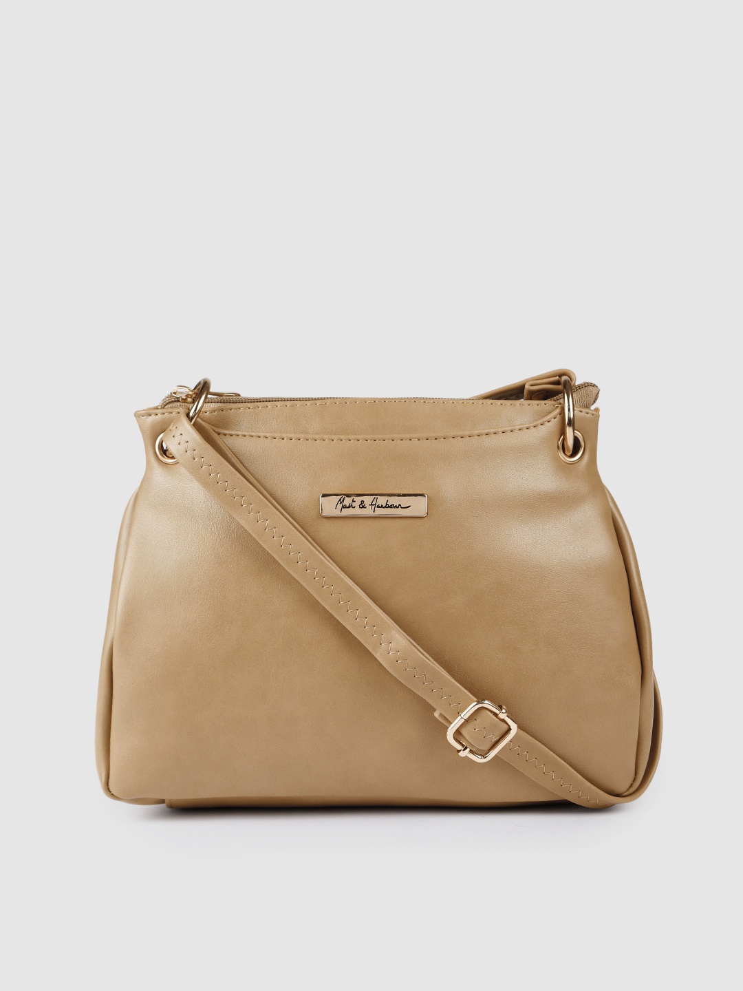 

Mast & Harbour Women Beige Structured Sling Bag