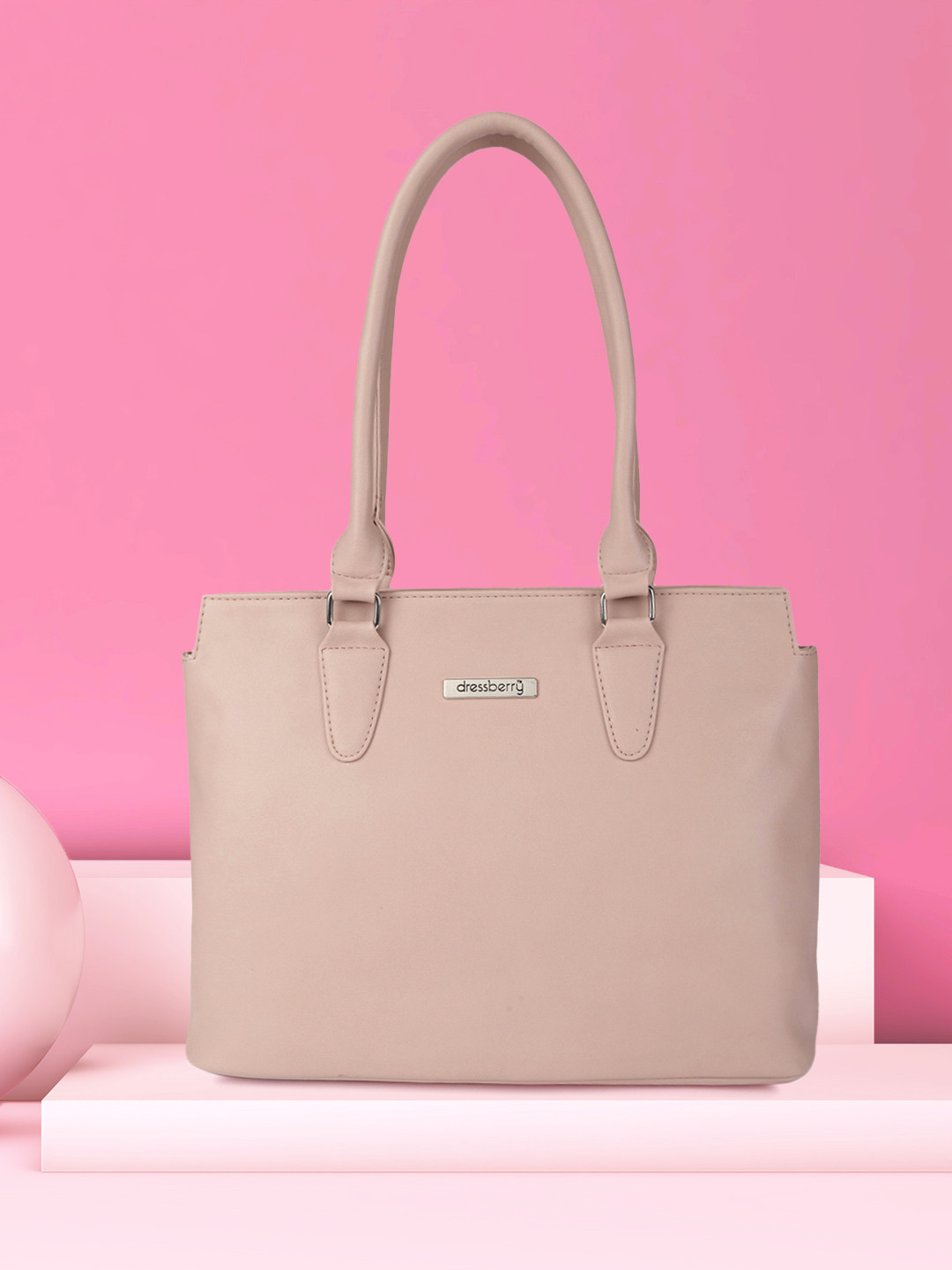 

DressBerry Nude Pink Structured Shoulder Bag