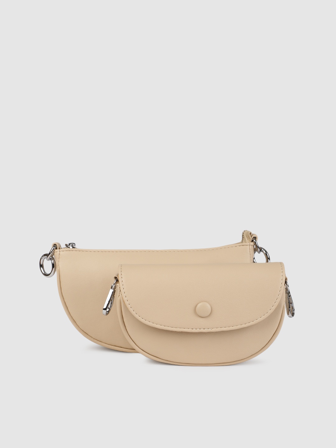 

DressBerry Beige Solid Sling Bag with Pouch