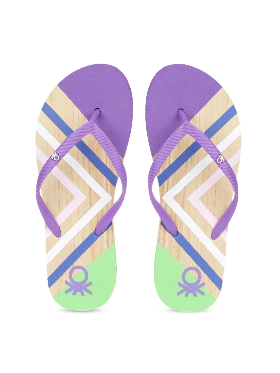 

United Colors of Benetton Women Lavender & Beige Printed Thong Flip-Flops