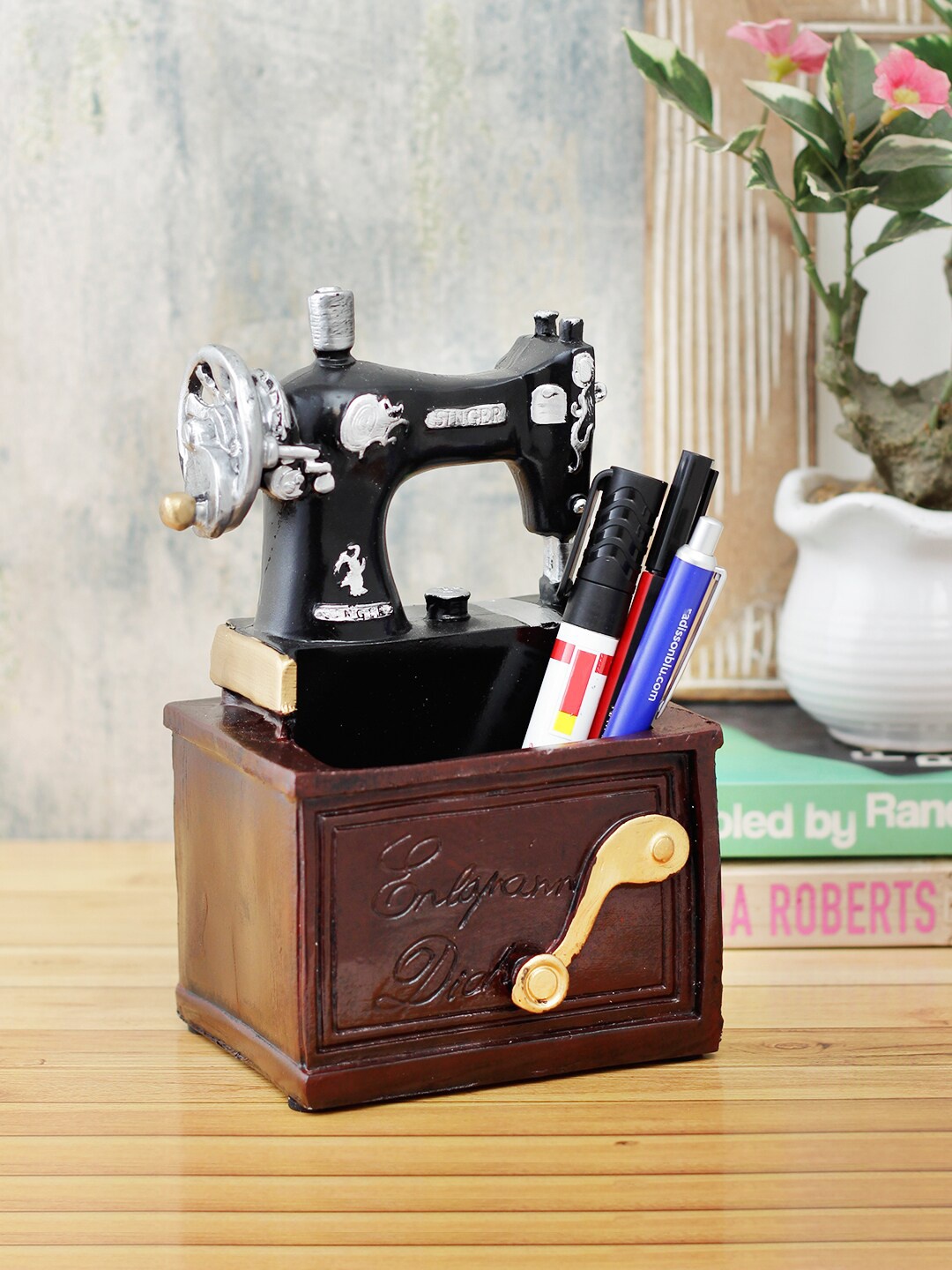 

A Vintage Affair- Home Decor Brown & Black Vintage Sewing Machine Accent-Desk Organizer