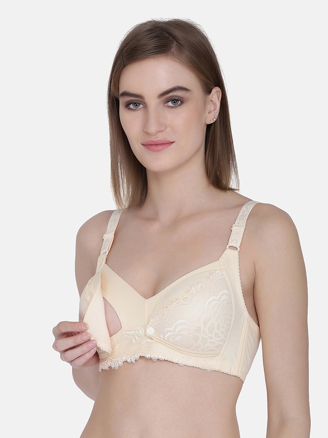 

MAMMA PRESTO Beige Solid Non-Wired Lightly Padded Maternity Nursing Bra MPF-04