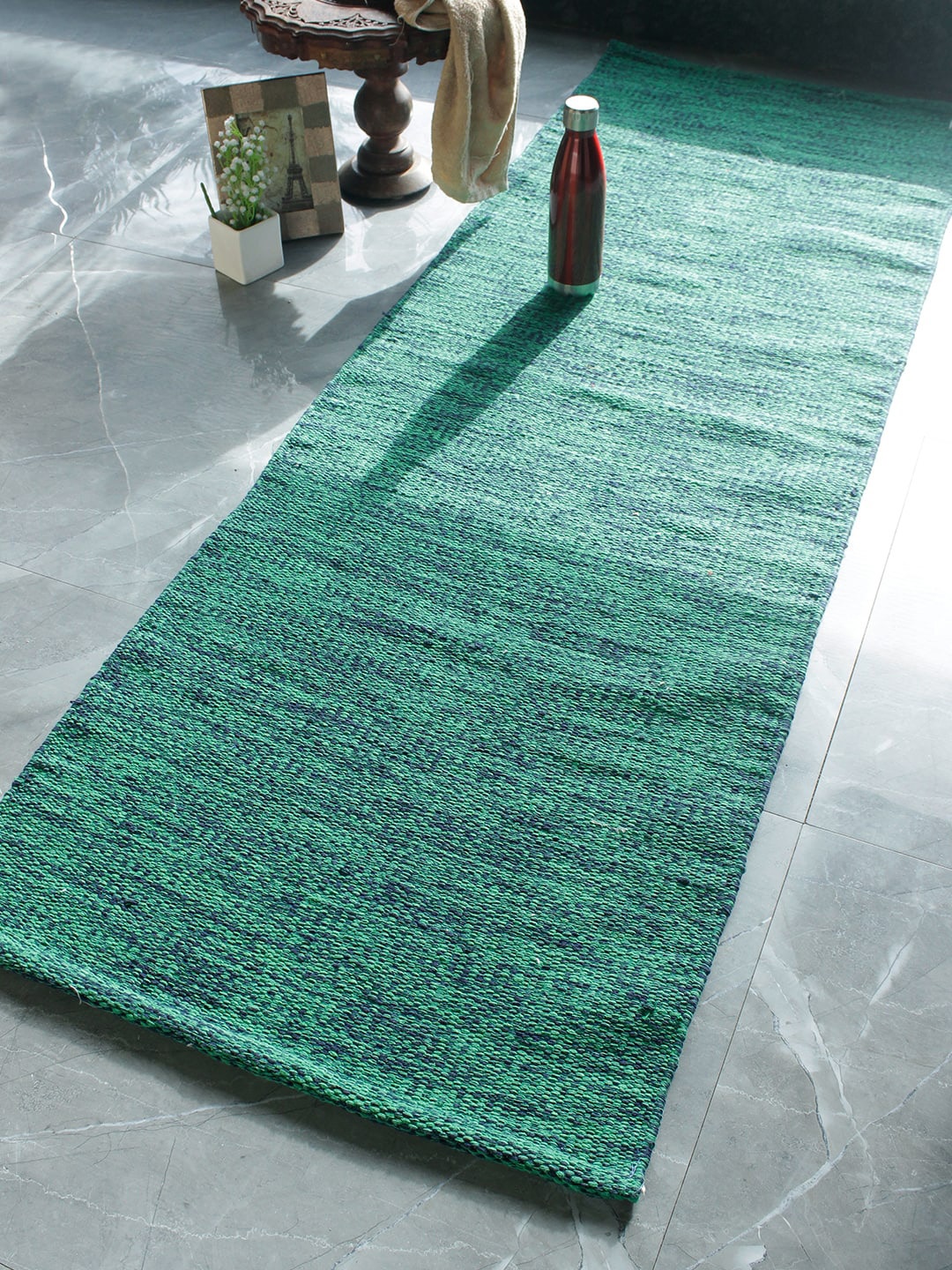 

Soumya Perfect Size Cotton Yoga Mat with Shoulder Strap Anti-Skid, Green