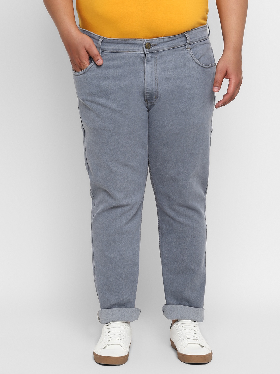 

Urbano Plus Men Grey Regular Fit Mid-Rise Clean Look Stretchable Jeans