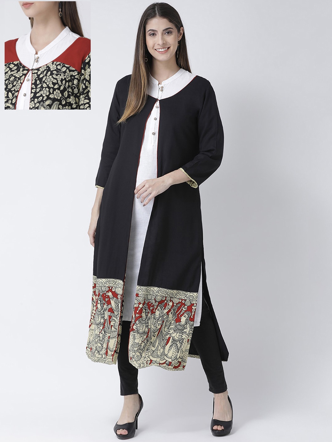

Span Women Multicoloured Printed Open Front Shrug, Multi