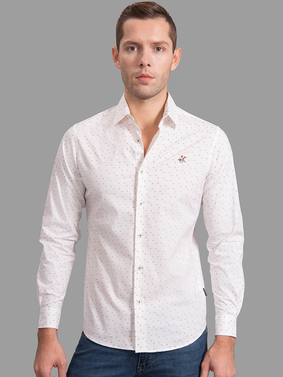 

Beverly Hills Polo Club Men White Printed Casual Shirt