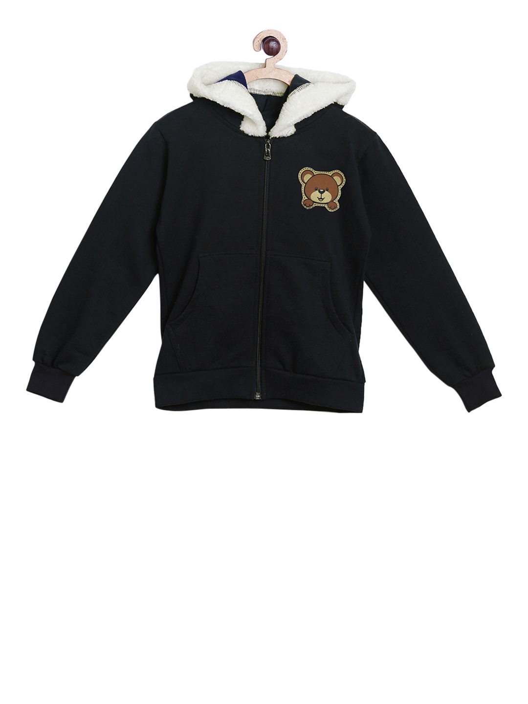 

SWEET ANGEL Boys Black Solid Hooded Sweatshirt