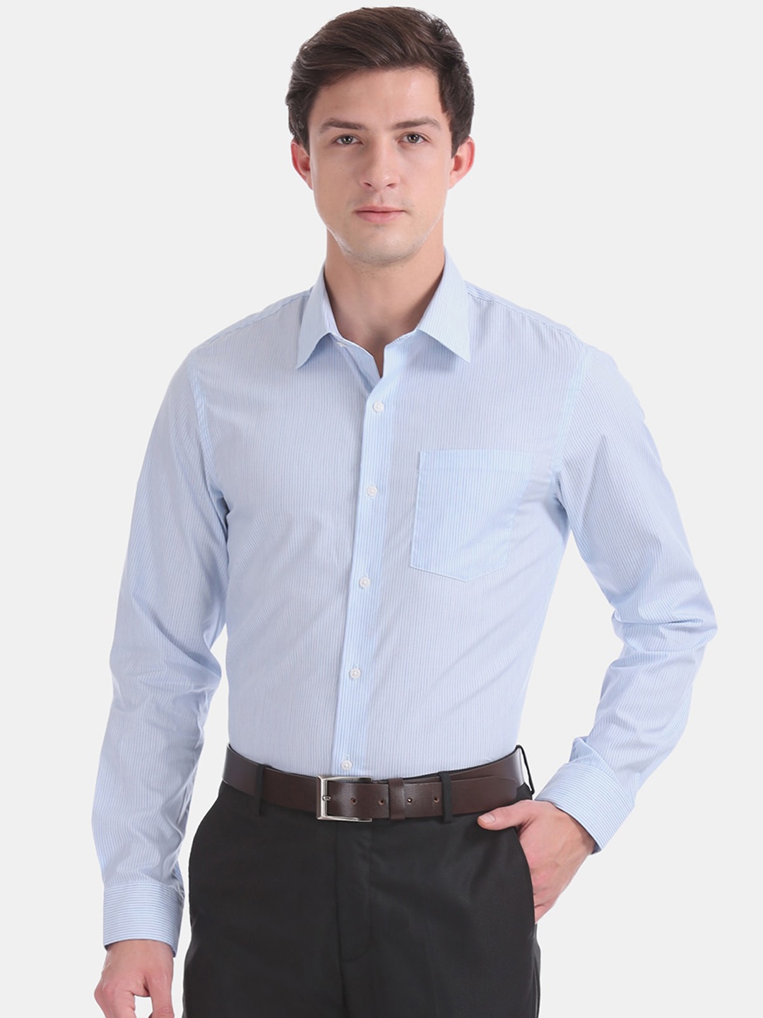 

Arrow Men Blue Slim Fit Striped Formal Shirt