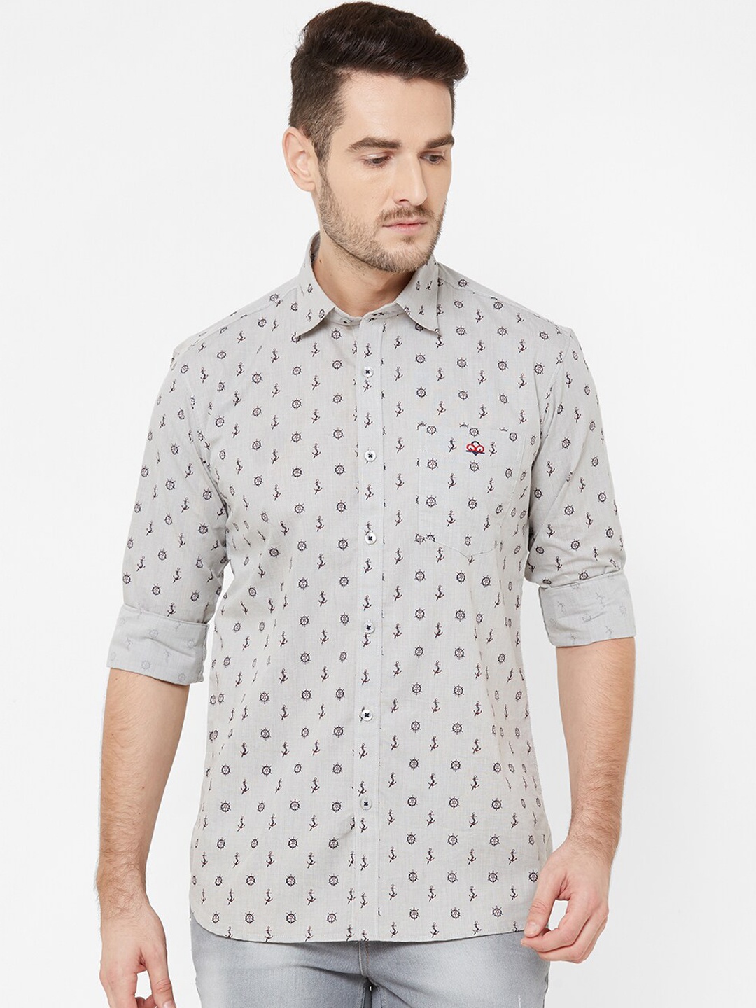 

Donzell Men Grey Regular Fit Printed Casual Shirt