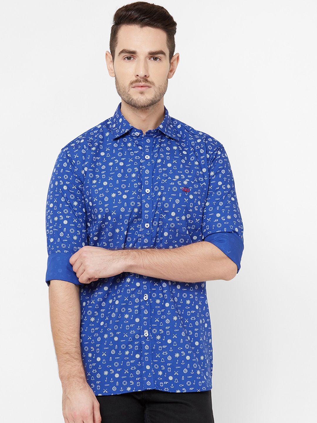 

Donzell Men Blue Comfort Regular Fit Printed Casual Shirt