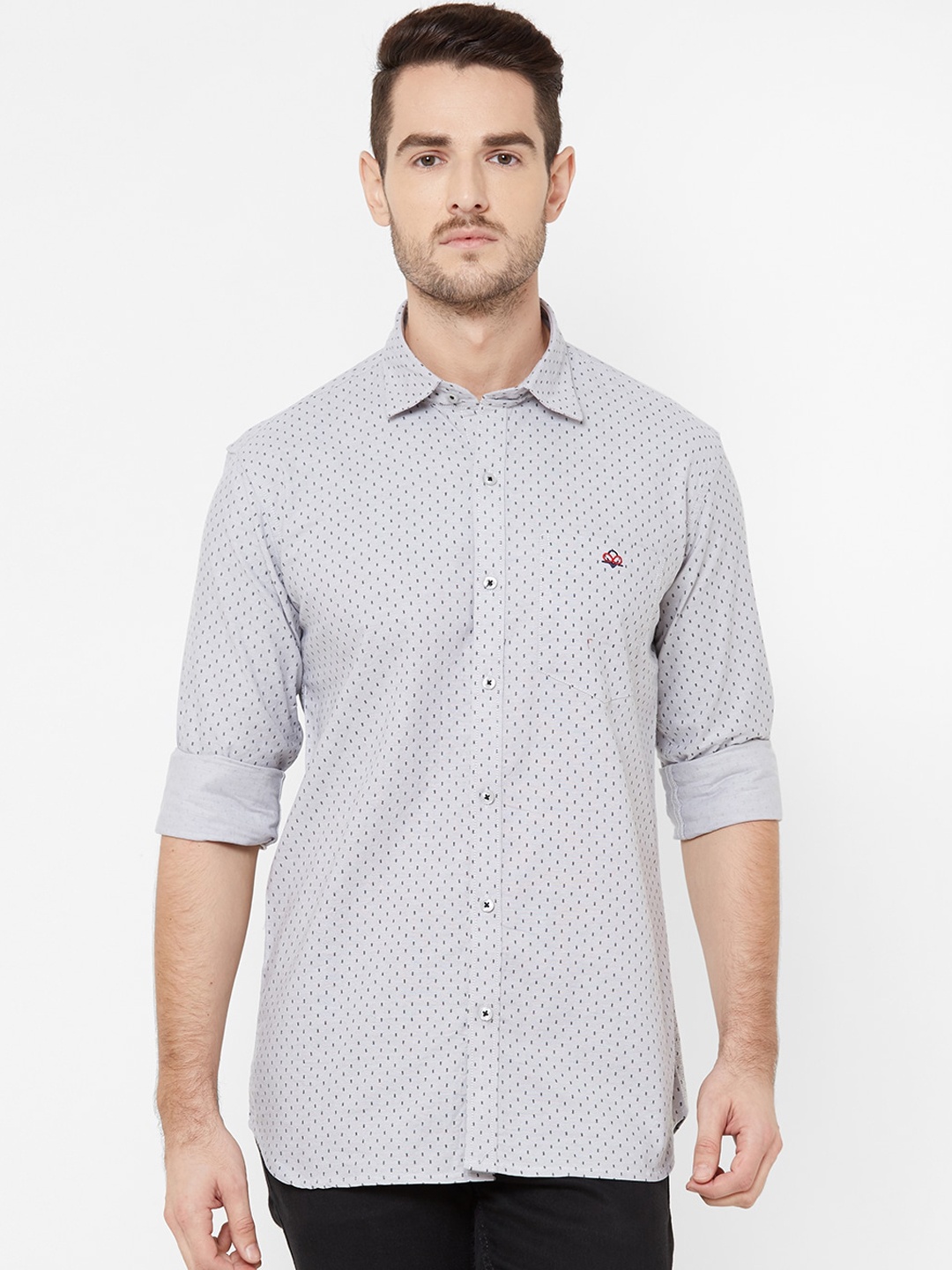 

Donzell Men Grey Regular Fit Printed Casual Shirt