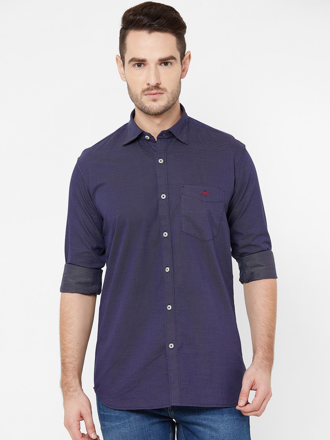 

Donzell Men Navy Blue Regular Fit Solid Casual Shirt