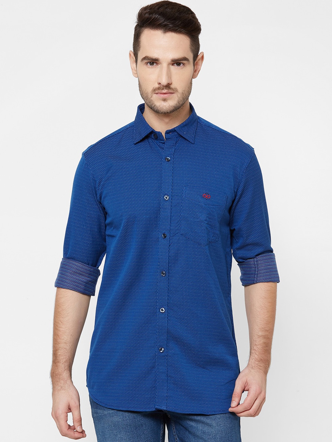 

Donzell Men Blue Regular Fit Printed Casual Shirt