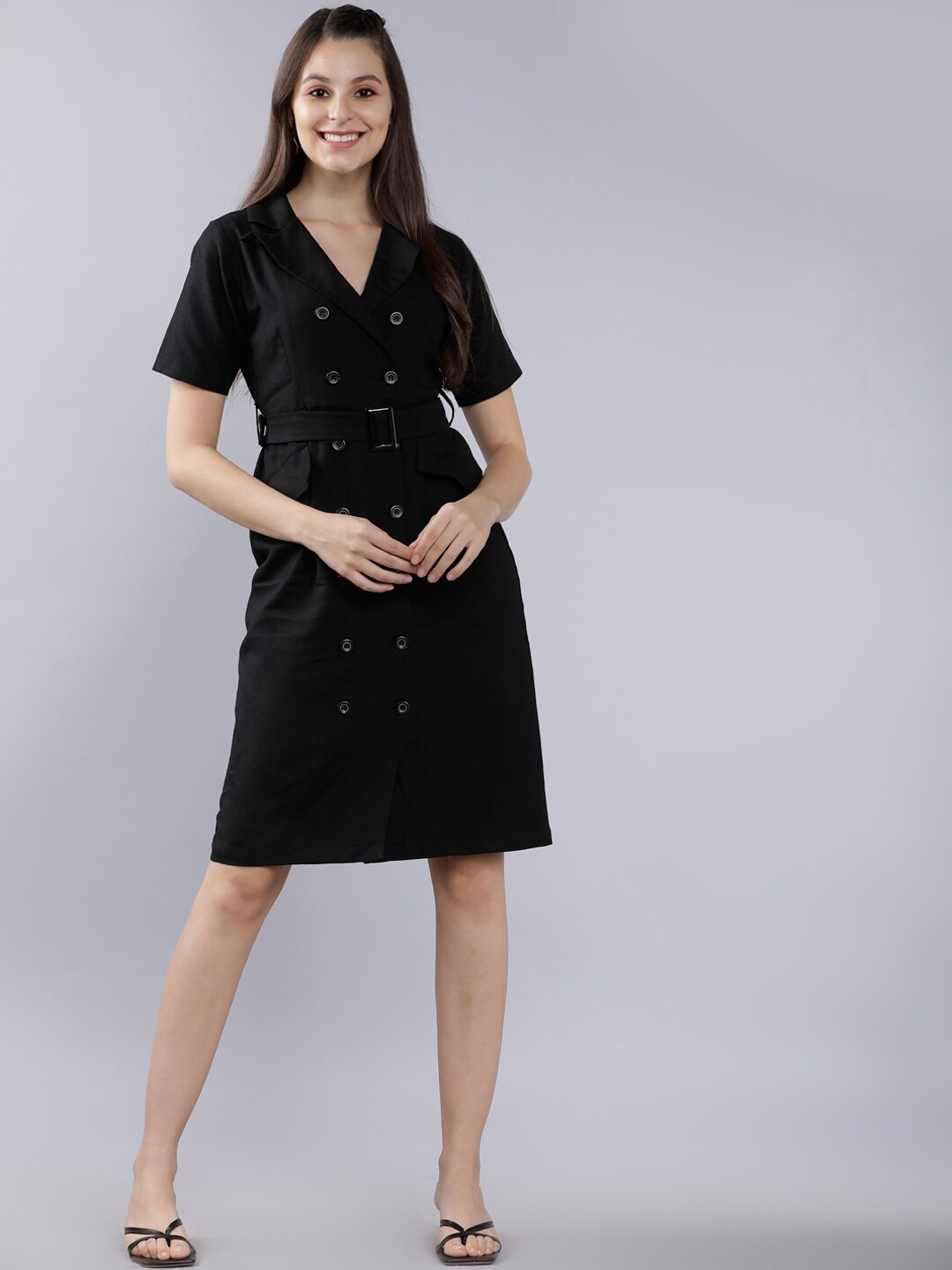 

CHIC BY TOKYO TALKIES Women Black Solid Shirt Dress