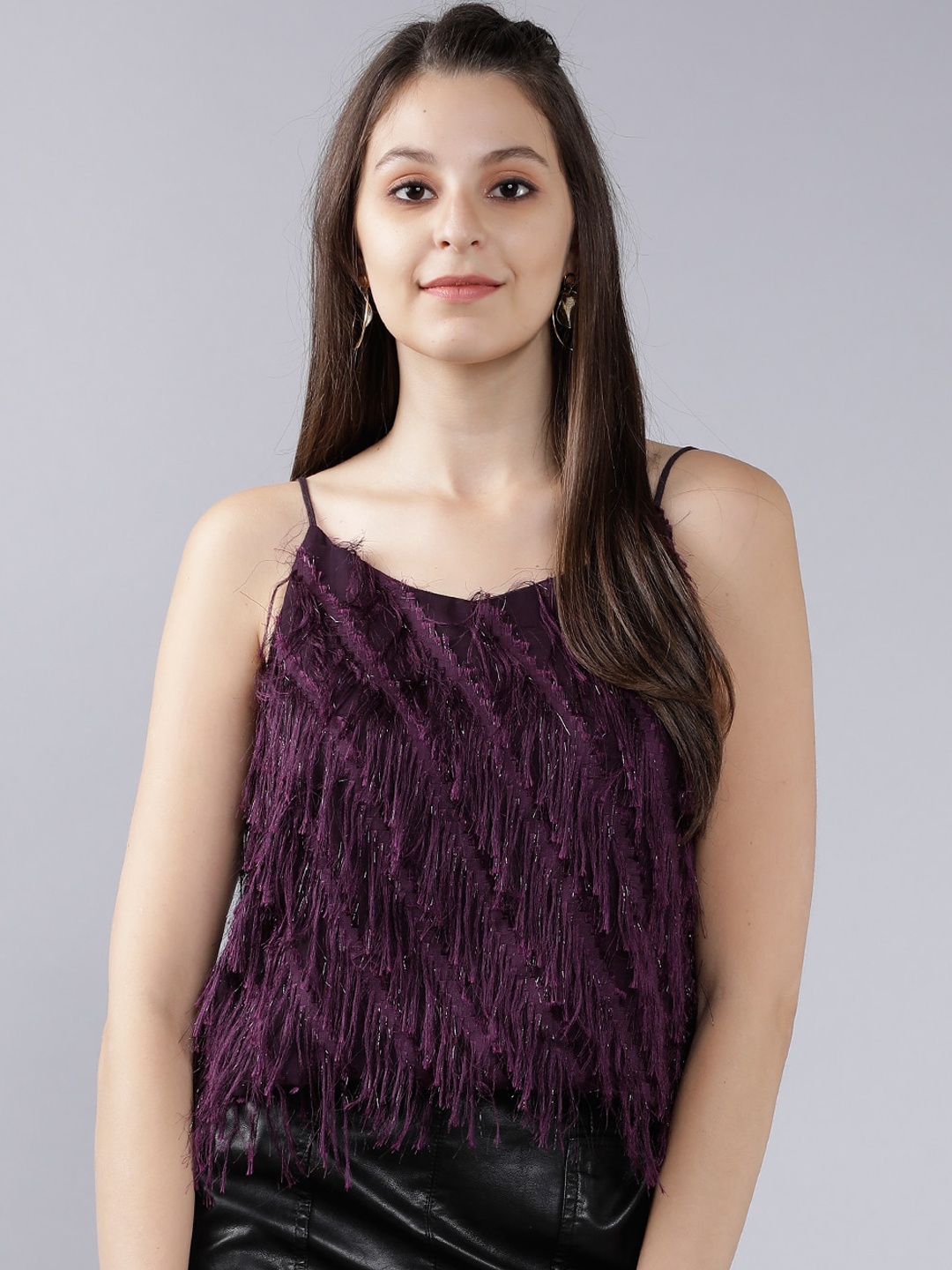 

Tokyo Talkies Women Purple Solid A-Line Top