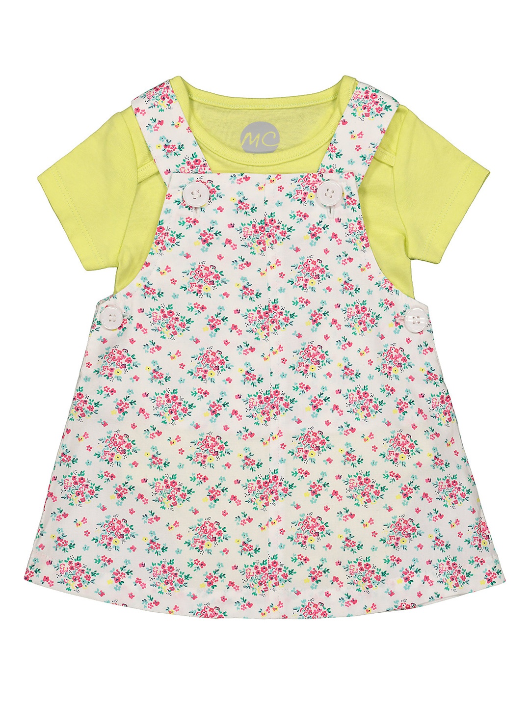 

mothercare Girls Cream-Coloured Printed Pinafore Dress