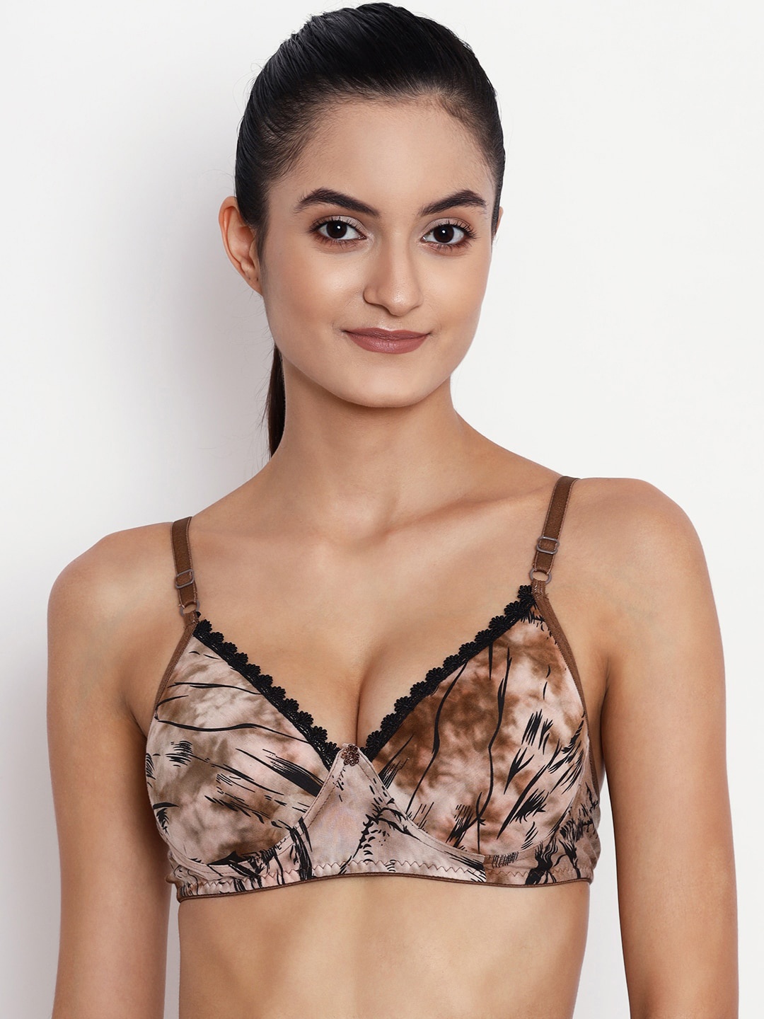 

ABELINO Brown & Beige Printed Non-Wired Lightly Padded T-shirt Bra ARCHIESBROWN01