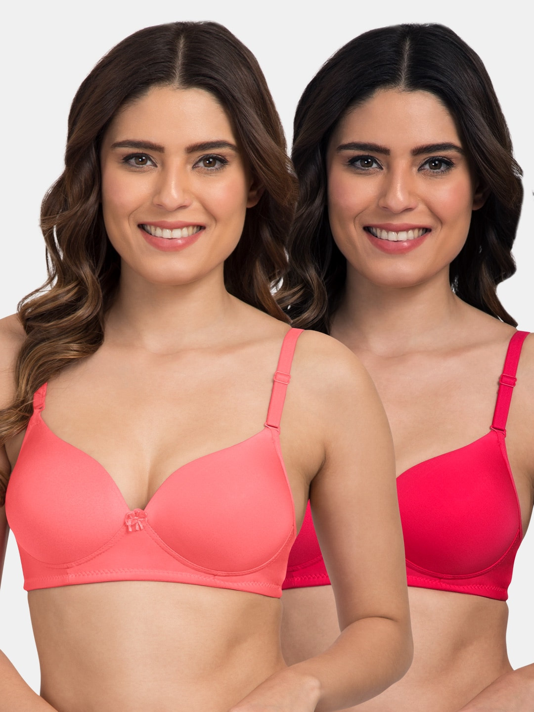 

Tweens Pack of 2 Solid Non-Wired Heavily Padded Everyday Bra TW-1570, Coral
