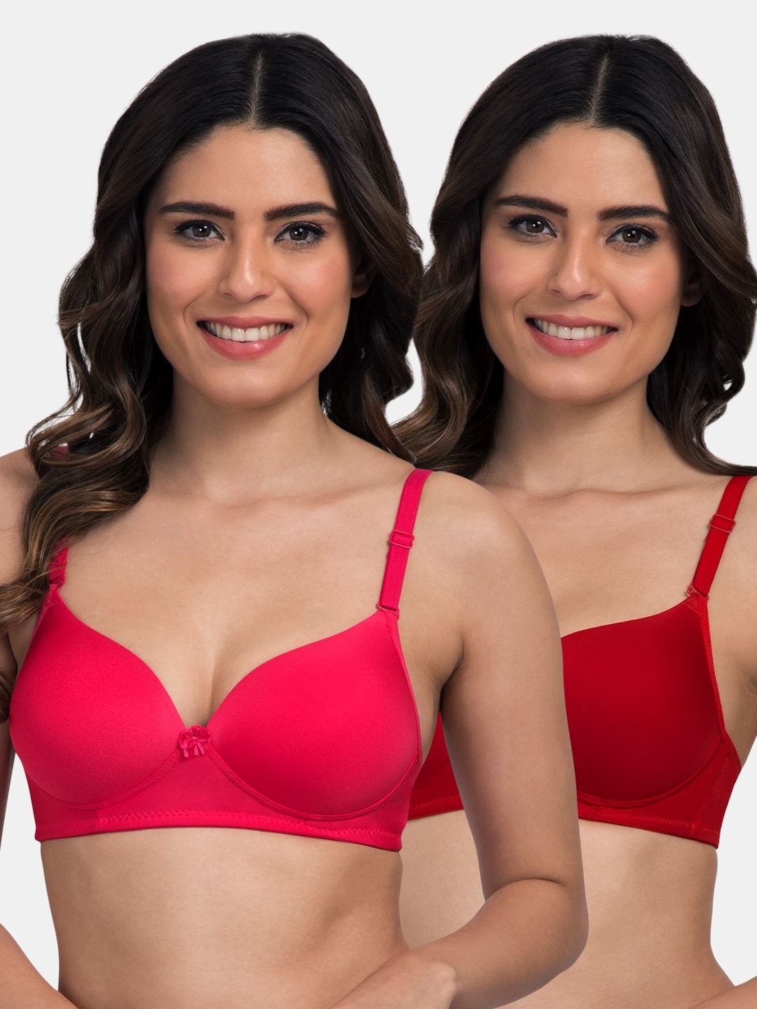 

Tweens Pack of 2 Solid Non-Wired Heavily Padded T-shirt Bras TW-1570-DPK-2PC-RD-30B, Pink