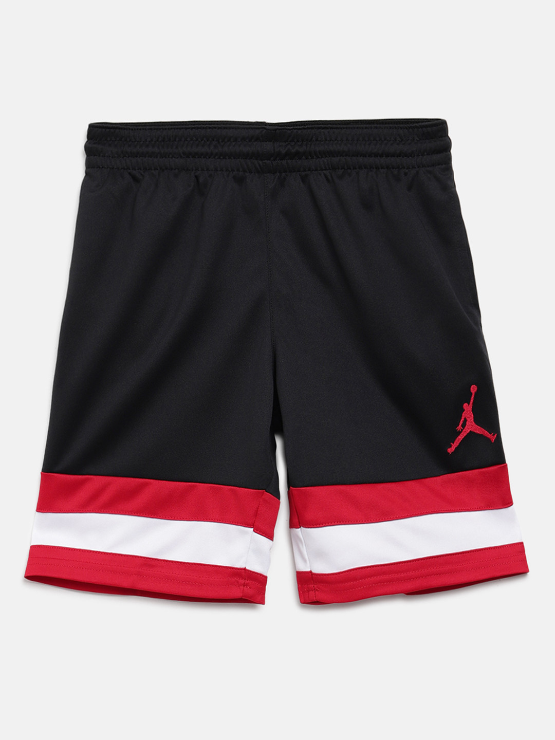 

Jordan Boys Black Solid Basketball Shorts with Striped & Jumpman Logo Detail